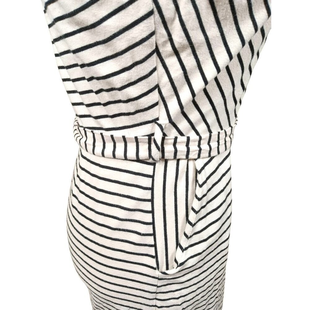 Monteau Los Angeles Womens White/Black Stripe Tied Waist Dress Size Small - Picture 7 of 14